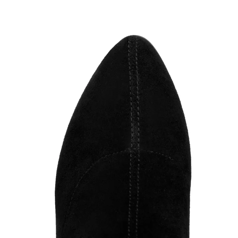 Fujin/зимние женские Стрейчевые сапоги с острым носком Прямая поставка