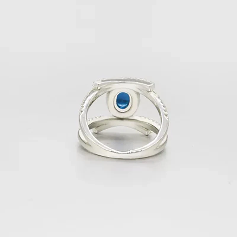 Винтажное кольцо с крестом на палец синим камнем для женщин и мужчин серебро 925