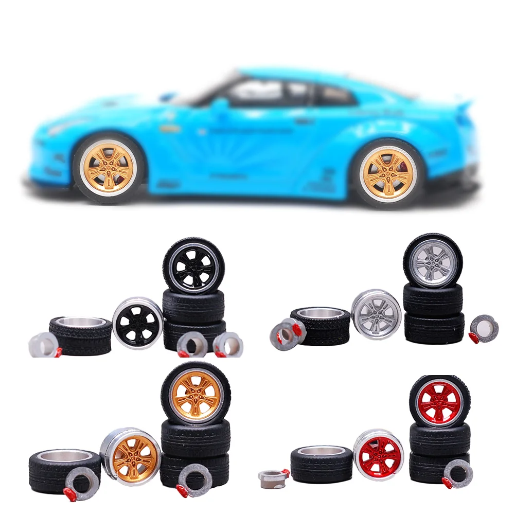 

1:64 12 Styles Model Modified Tire+2axles+4end Caps General Wheel Change Diecasts Wheel Vehicles Tire Car Alloy Rubber Mode D4R1