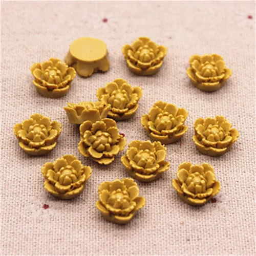 yellow 50pcs 50 шт 15 мм смесь цветов смолы цветок FlatBack Кабошон DIY Ювелирные изделия/украшения для телефона - Цвет: yellow 50pcs