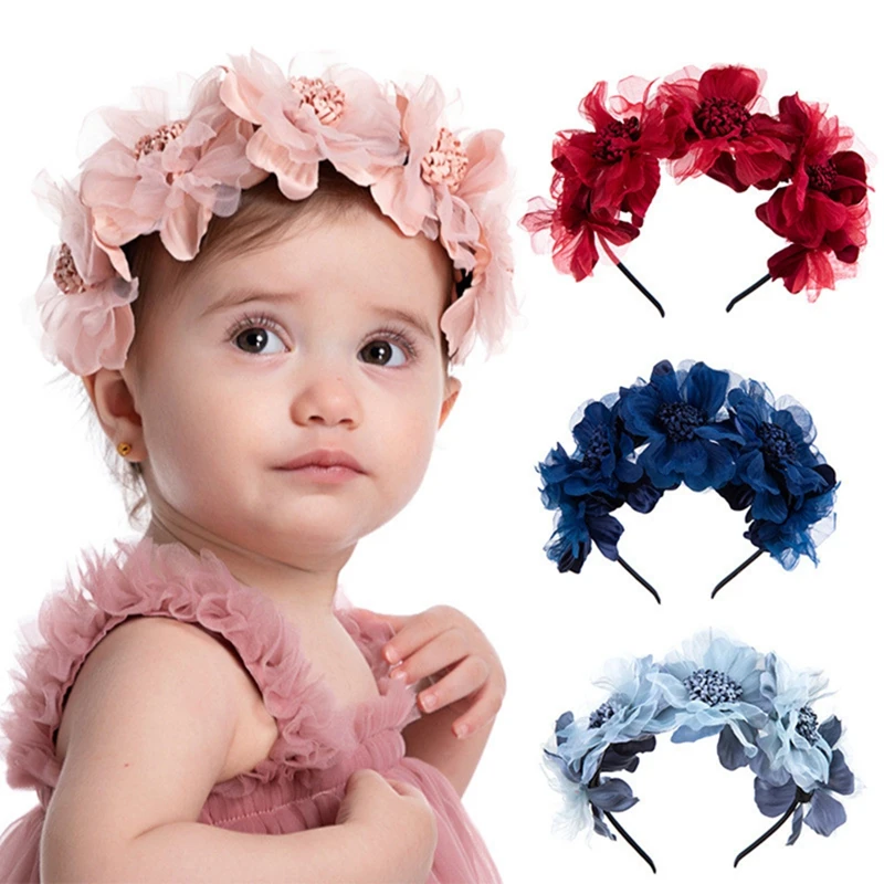 

1pc Baby Headband Nylon Elastic Hair Bands Accessories Newborn Headband Photo Prop Soft Cute Flower Style Girls Haarband
