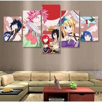 unframed 5 panel fairy tail anime manga pictures wall art home decor posters canvas paintings decorative for kids living room