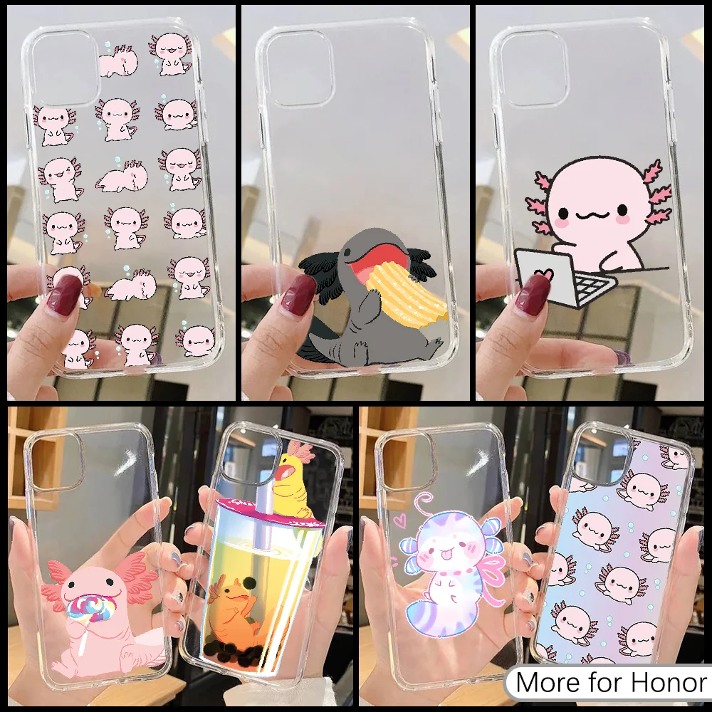 Мультяшный Axolotl милый чехол для телефона Huawei Honor 6 7 8 9 10 10i 20 A C X Lite Pro Play прозрачный