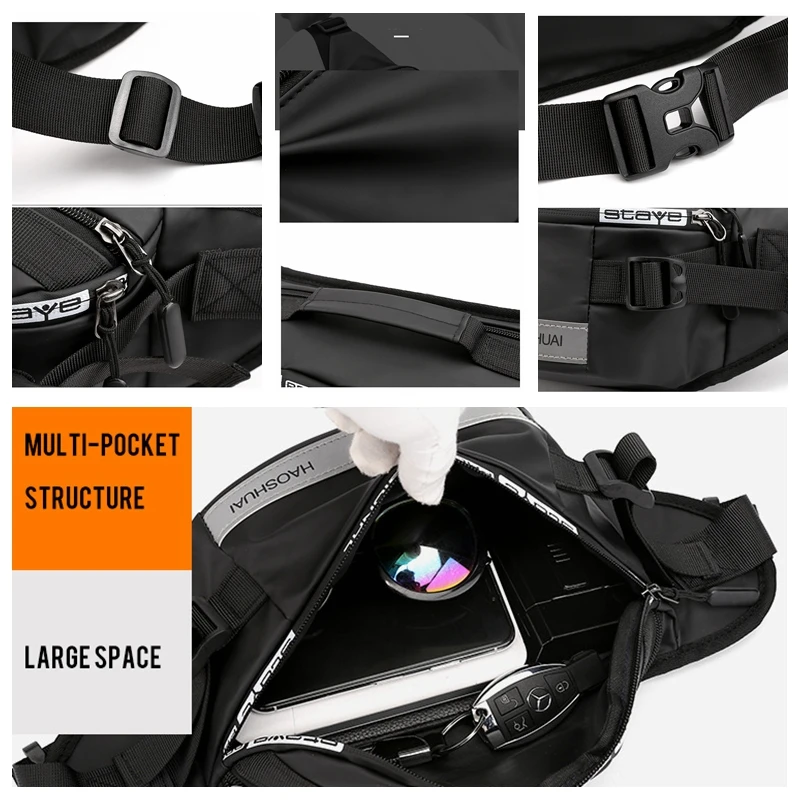 

Water Repellent Running Bag Waist Fanny Pack Reflective Travel Breast Bag Anti Theft Mobile Phone Case Cashier Bum Belt Bag