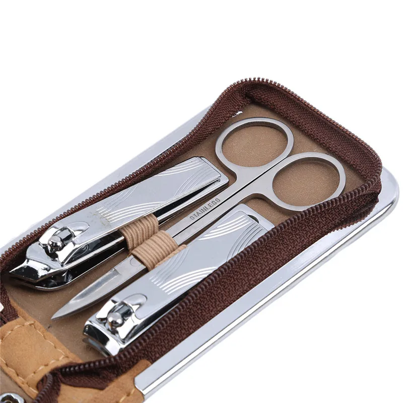 

7 Pcs/Set Brown Manicure Knife Manicure Tool Set Nail Clippers Scissors Suit Kits Manicure