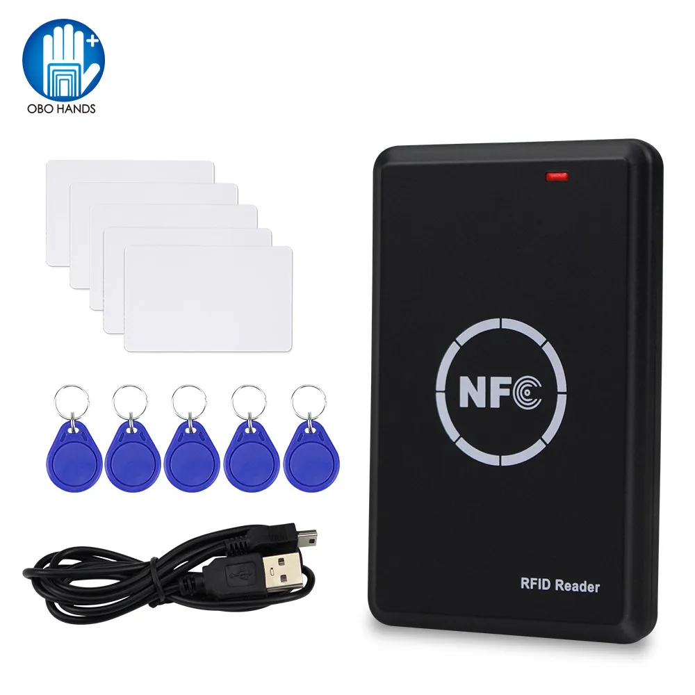 RFID NFC Duplicator 125KHz Key fob Copier RFID Smart Card Reader Writer 13.56MHz Encrypted Programmer USB UID/T5577 Writable Tag