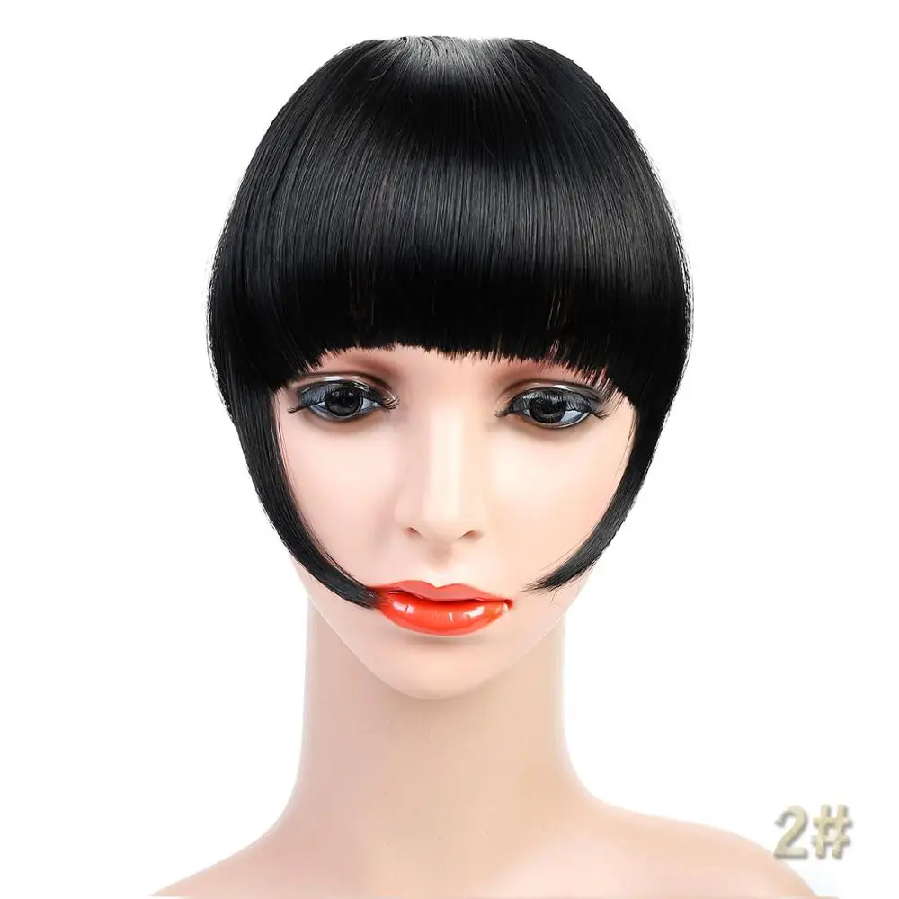 AOOSOO Synthetic bangs for white False Hair Neat Front False Fringe Thin Blunt Clip In bangs piece for Women girls - Цвет: 2