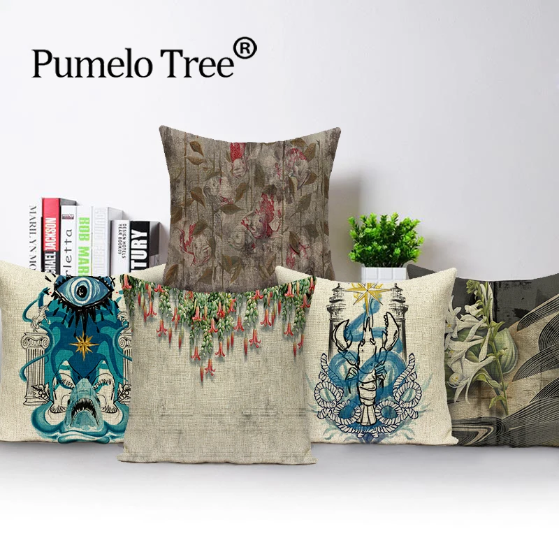 

plant Pillowcase Flowers Print Pillow Cover Home Decor Cushion Cover Throw Pillow Cover 45x45cm Car Pillow Case Sofa Decoration