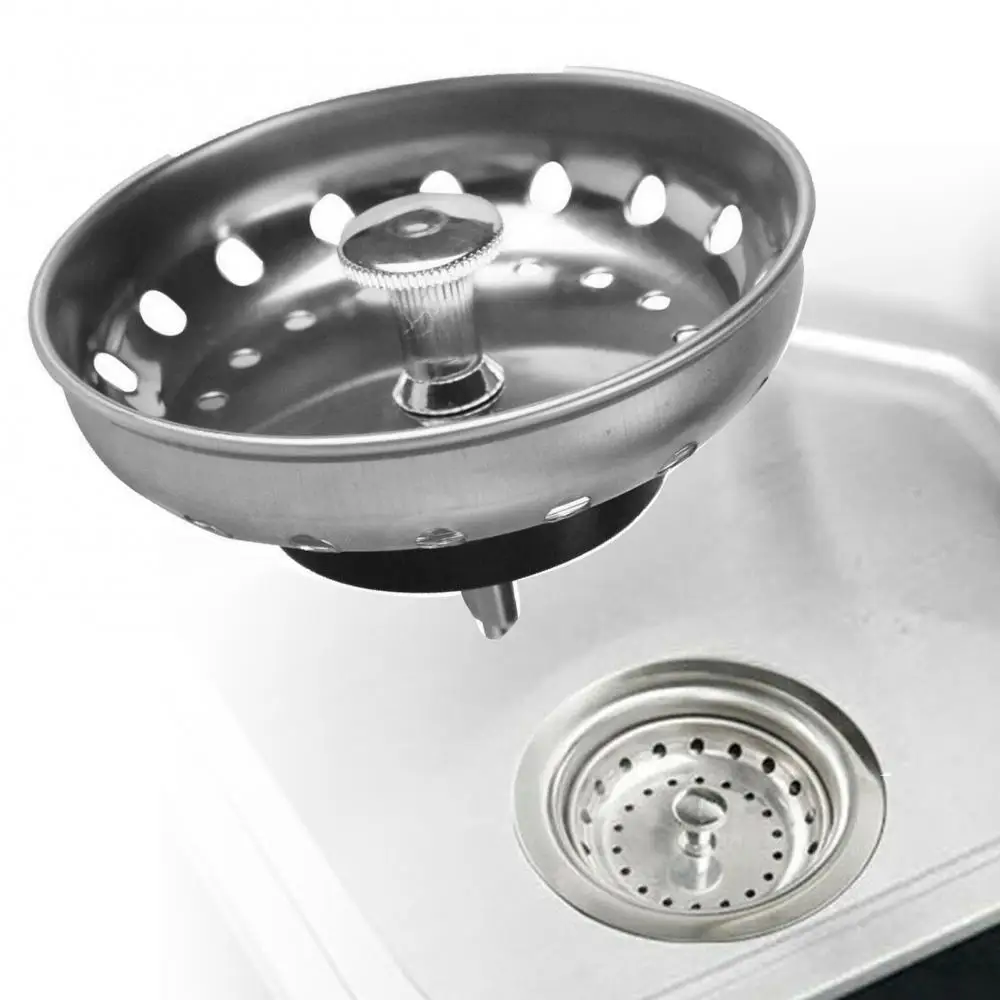 

Silver Stainless Steel Rubber Easy to Use Household Durable Kitchen Bathroom Laundry Lavatory Sink Stopper Filter Plug Strainer