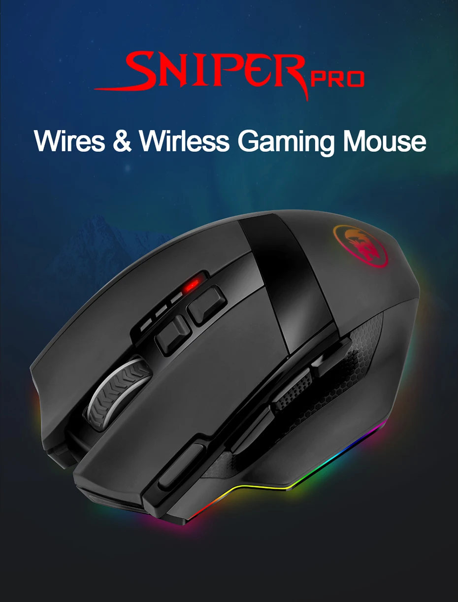 

Sniper Pro M801P RGB USB 2.4G Wireless Gaming Mouse 16400DPI 10 buttons Programmable ergonomic for gamer Mice laptop PC