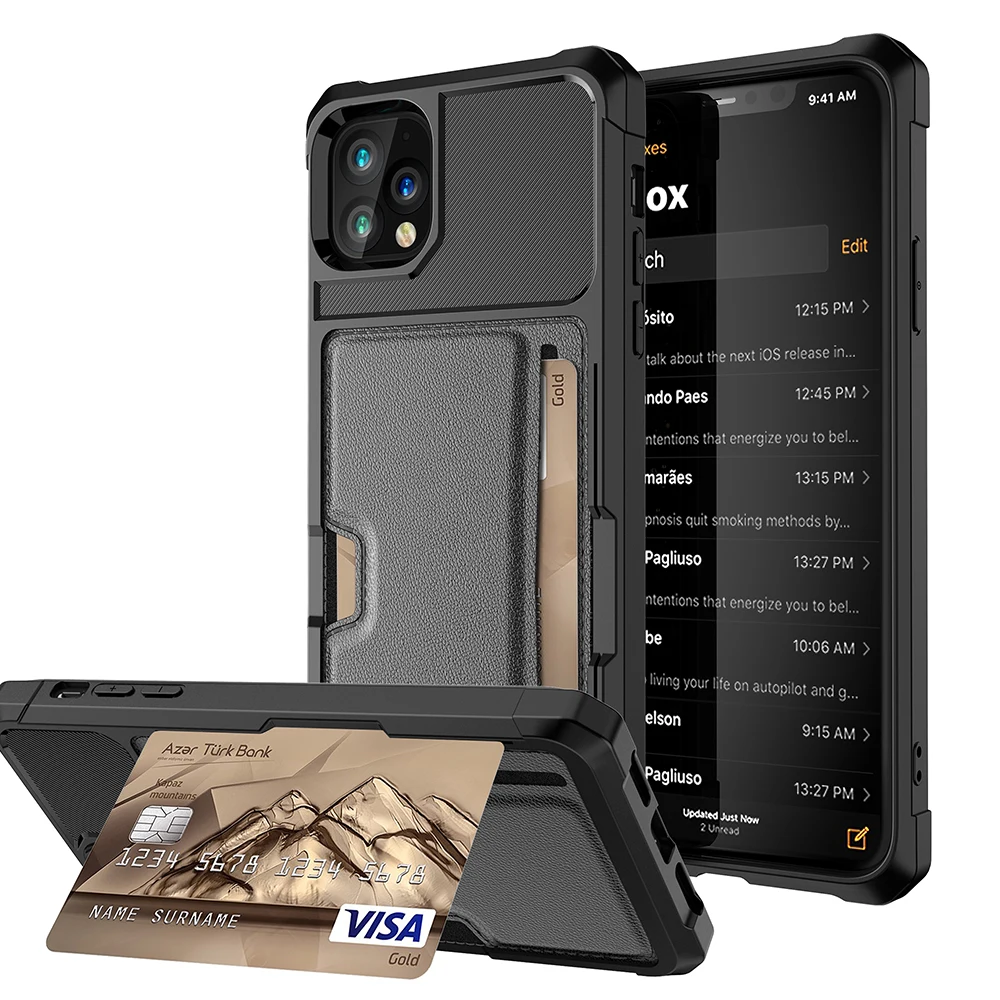 

Luxury Leather Card Package Support Frame Phone Case for IPhone 12 Pro Max Business Cover for IPhone XR X XS 11 Pro Max 7 8 Plus
