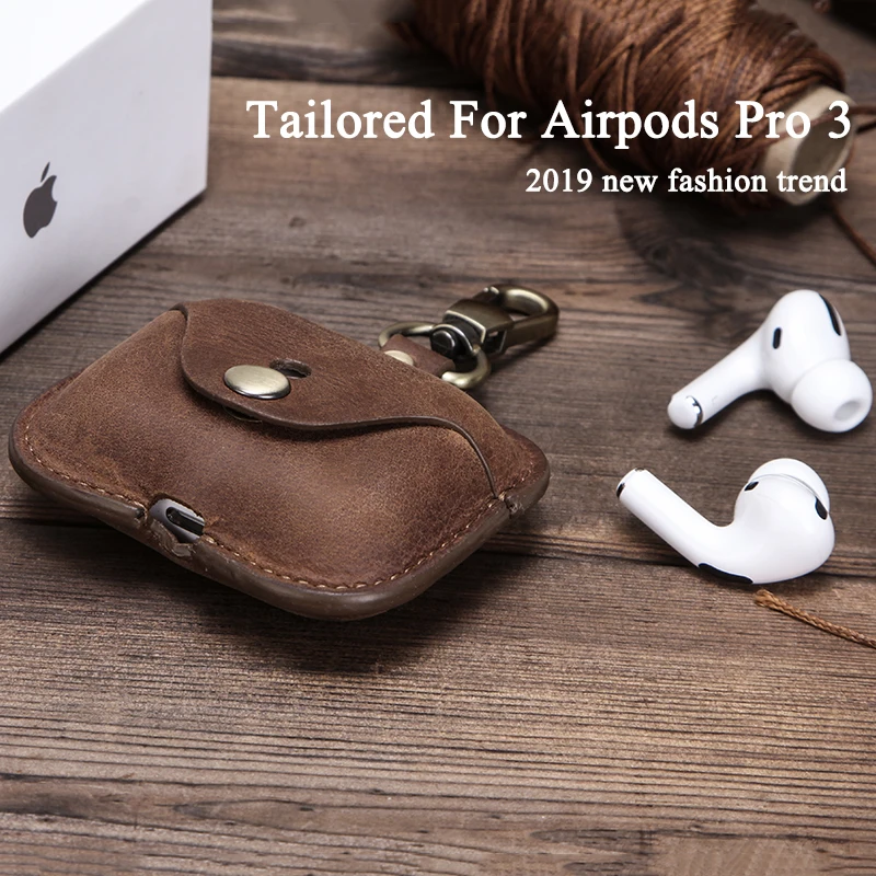 Роскошный чехол из натуральной коровьей кожи airpods Pro apple fundas auriculares inalambricos airpod 3 чехол с брелком для ключей