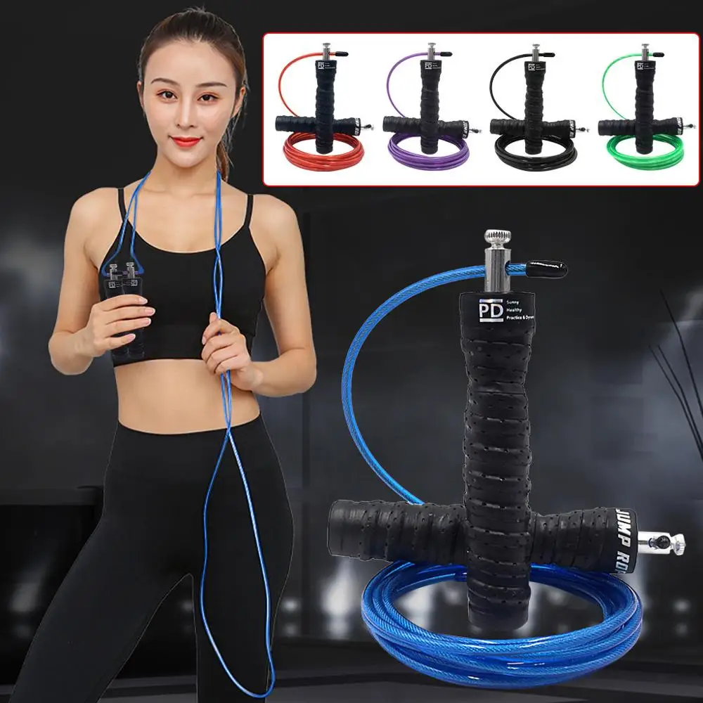 

Steel Wire Jump Rope Skip Speed & Weighted Jump Ropes with Extra Speed Cable Ball Bearings Anti-Slip Handle for Double Unders