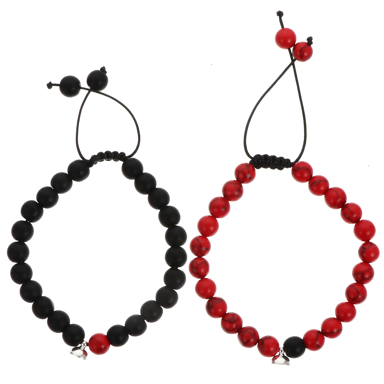 

1 Pair Lava Stone Bracelet Braided Bracelet Magnetic Bracelet (Black, Red)
