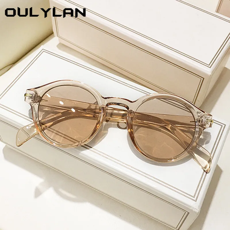 Круглые Солнцезащитные очки Oulylan для мужчин и женщин новинка 2021 винтажные желтые