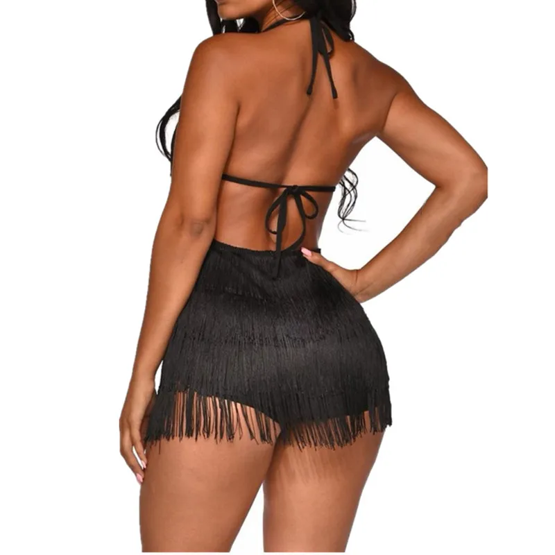 Осенний сексуальный комбинезон с v-образным вырезом и кисточками женские