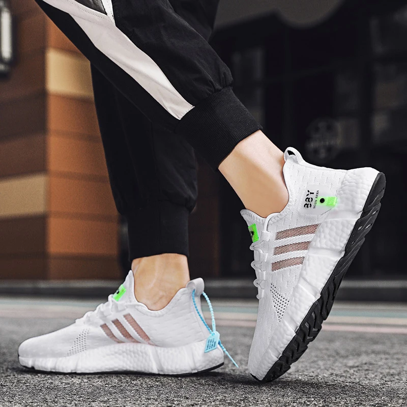 45 размера плюс белые кроссовки легкий дышащий материал демпфирования спортивная