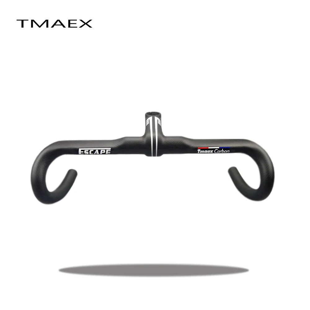Руль TMAEX Road карбоновый шоссейный велосипед белый/черный матовый