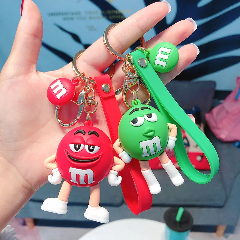 

Chocolate Beans Keychain Pendant Cartoon Plastic Lanyard Mobile Phone Leather Bag Key Ring Chain Holder Christmas Gift