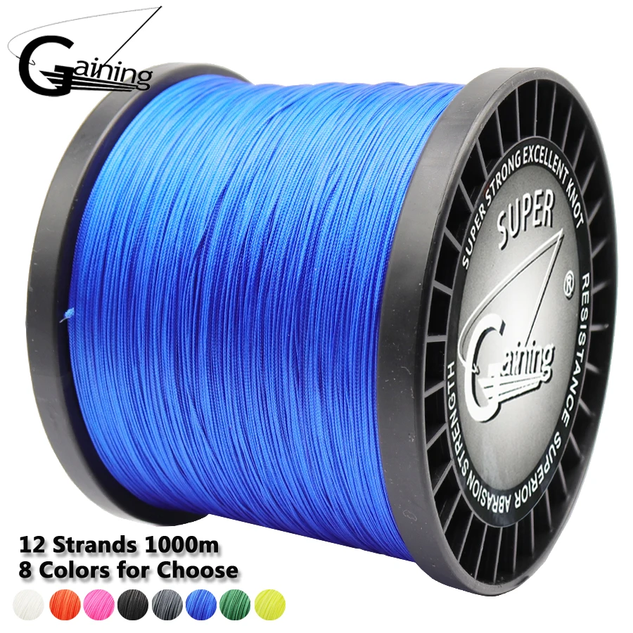 Рыболовная леска 12 нитей 1000 м Полиэтиленовая плетеная многонитевая для ловли