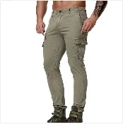 SHUJIN PuimentiuaAutumn Solid Loose Straight Men's Casual Pants Long Trousers Waist Pants Men Plus Size Cotton pantolon erkek