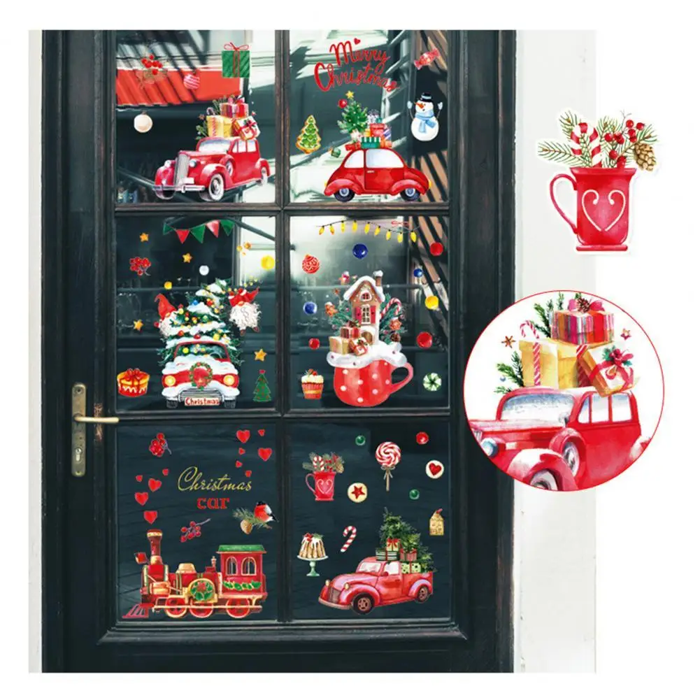 

Thin PVC Christmas Fridge Door Electrostatic Stickers for Living Room