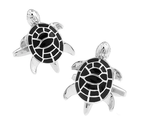 

Tortoise Cuff Links For Men Turtle Design Quality Brass Material Black Color Cufflinks Wholesale&retail