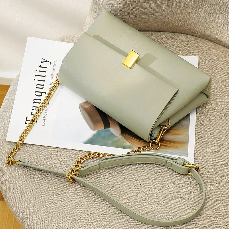 New Fashion Chain Ladies Shoulder Bag for Women Small Solid Color PU Leather Flap Handbags Female Designer Travel Crossbody Bag