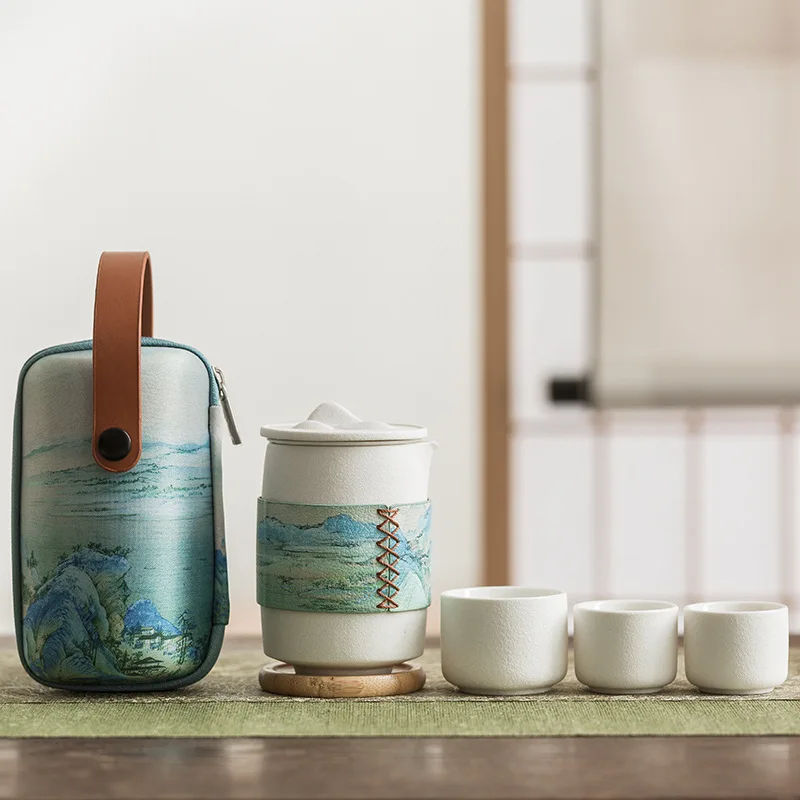 

Ceramic Tea Set Portable Teapot Teacup Travel Quick-passer Cup with Lid Tea Separation Cup Chinese Kung Fu Tea Pot Tea Cup Set