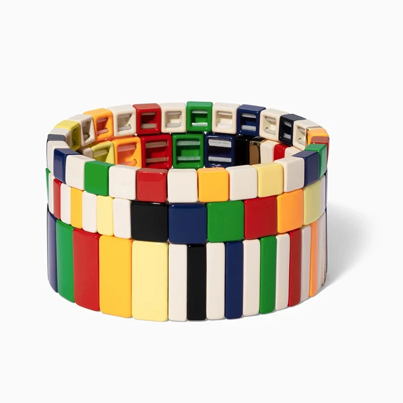 Эластичный Радужный Браслет из сплава в богемном стиле для мужчин и женщин