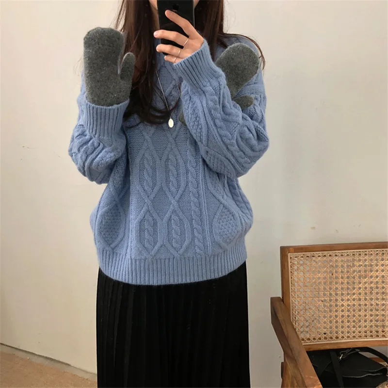 Свитер HziriP Женский вязаный с высоким горлом и длинным рукавом | Женская одежда