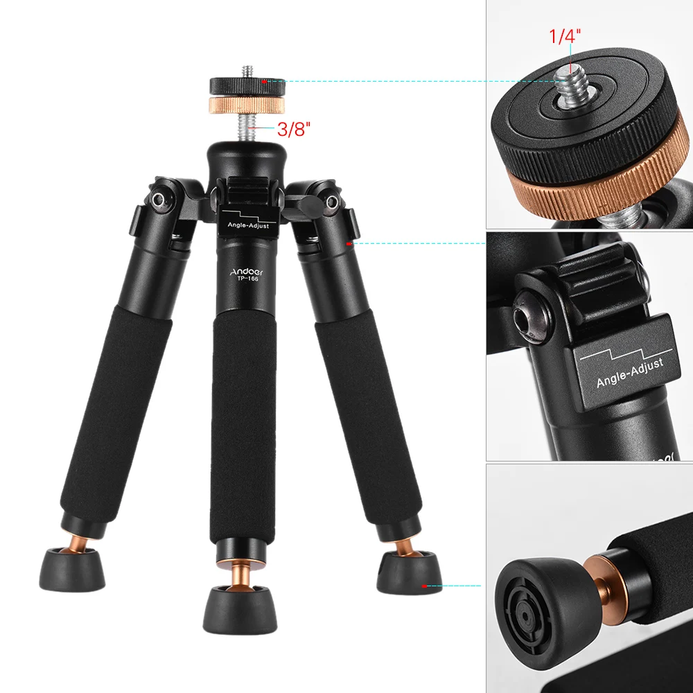 Andoer TP 166 Портативный настольного типа макро мини Алюминий штатив монопод стенд