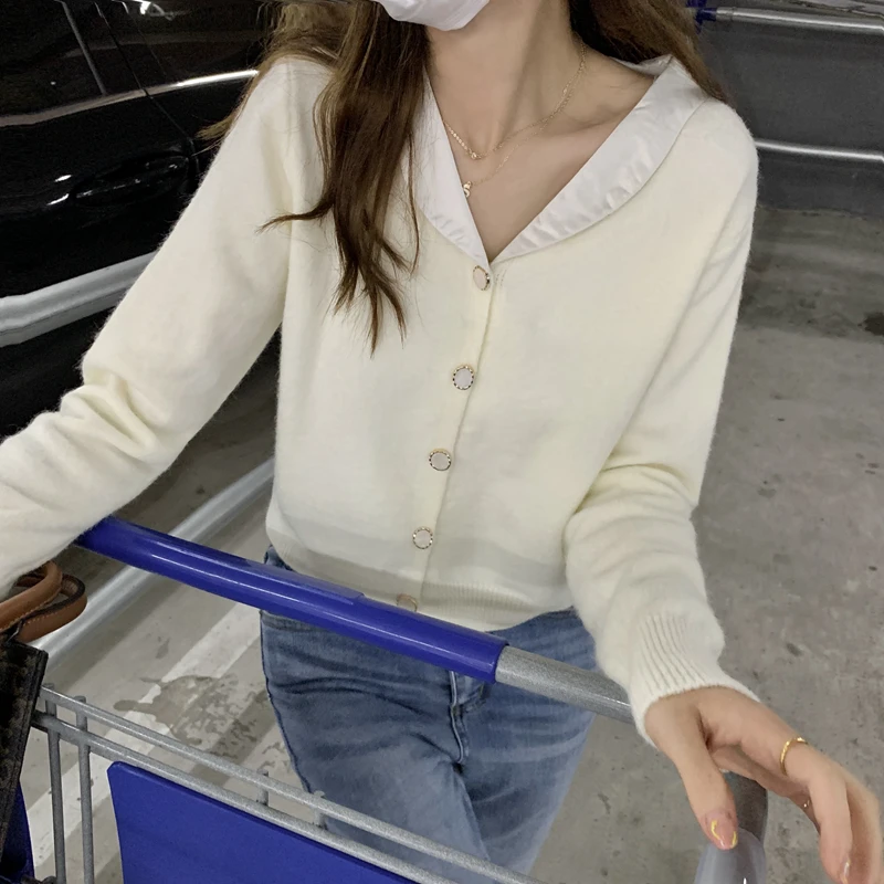 

Женский трикотажный кардиган, куртка и жакет в Корейском стиле, Осень-зима