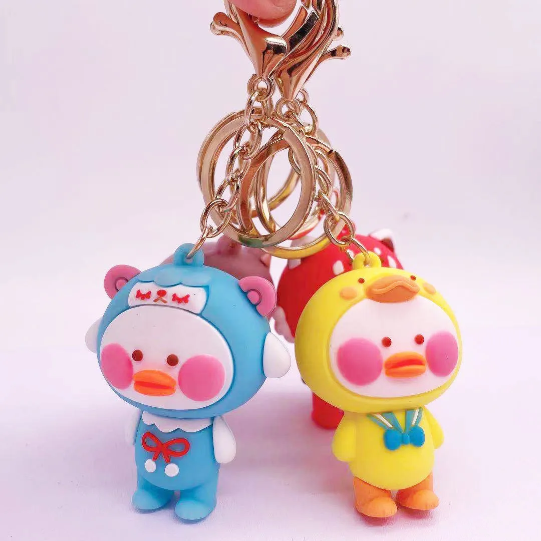 

Kawaii Lalafanfan Duck Keychains Animal Little Yellow Duck Figure Key Chain Bag Decor Ducks Doll Toys Kids Birthday Gifts