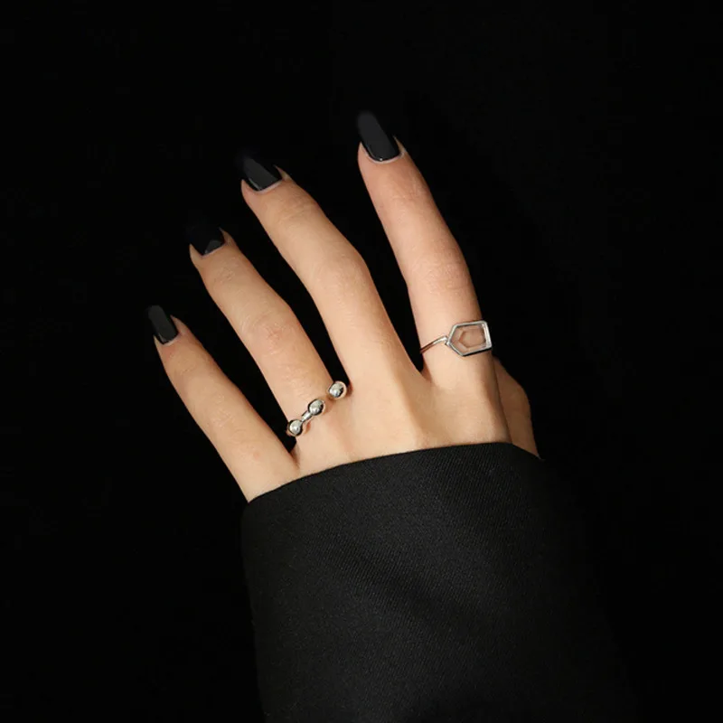 

925 Sterling Silver Opening Adjustable Korean Rings Gift For Womens Minimalist Geometric Designer Gold Irrgular Trendy Jewellery