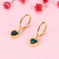 925 sterling silver ear buckle sweet and romantic heart hoop earrings minimalist light luxury green crystal fashion earrings