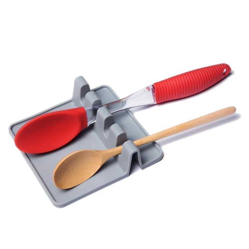

1 PCs Kitchen Cooking Tools Kitchen Silicone/PP Spoon Rest Utensil Spatula Holder Heat Resistant Storage Shelves 3 Colors