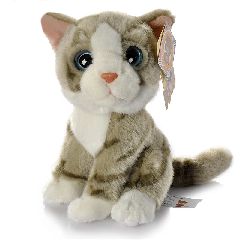 Реалистичная желтая полосатая кошка плюшевые игрушки мягкие милые большие белые