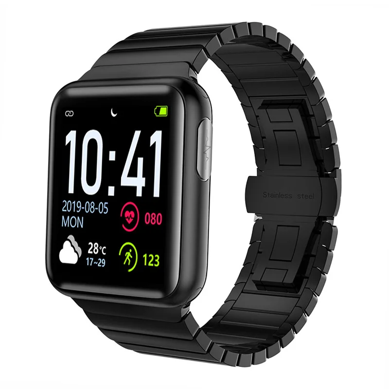 Black Black Steel2 ECG PPG SPO2 Smart Band Watch Men Blood Pressure Oxygen Heart Rate Monitor Smartwatch Women Waterproof for Android IOS Xiaomi - Цвет: Black Black Steel2