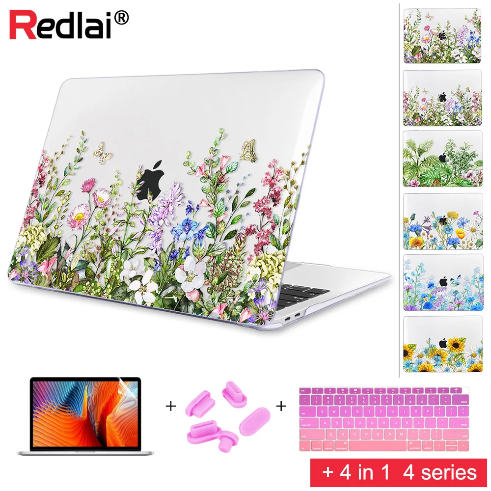 Пластиковый жесткий чехол с цветочным принтом для MacBook Air Pro 15 13 2018 A1932 A1989 A1990 Touch bar