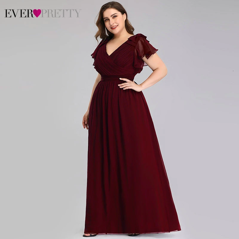 Платья для мамы невесты размера плюс Ever Pretty EZ07709 элегантные шифоновые темно-синие вечерние платья трапециевидной формы
