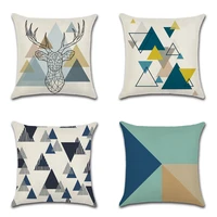 simplicity geometry cushions cover home decorative sofa pillow cases linen triangle deer head pillow covers 45x45cm pillowcases