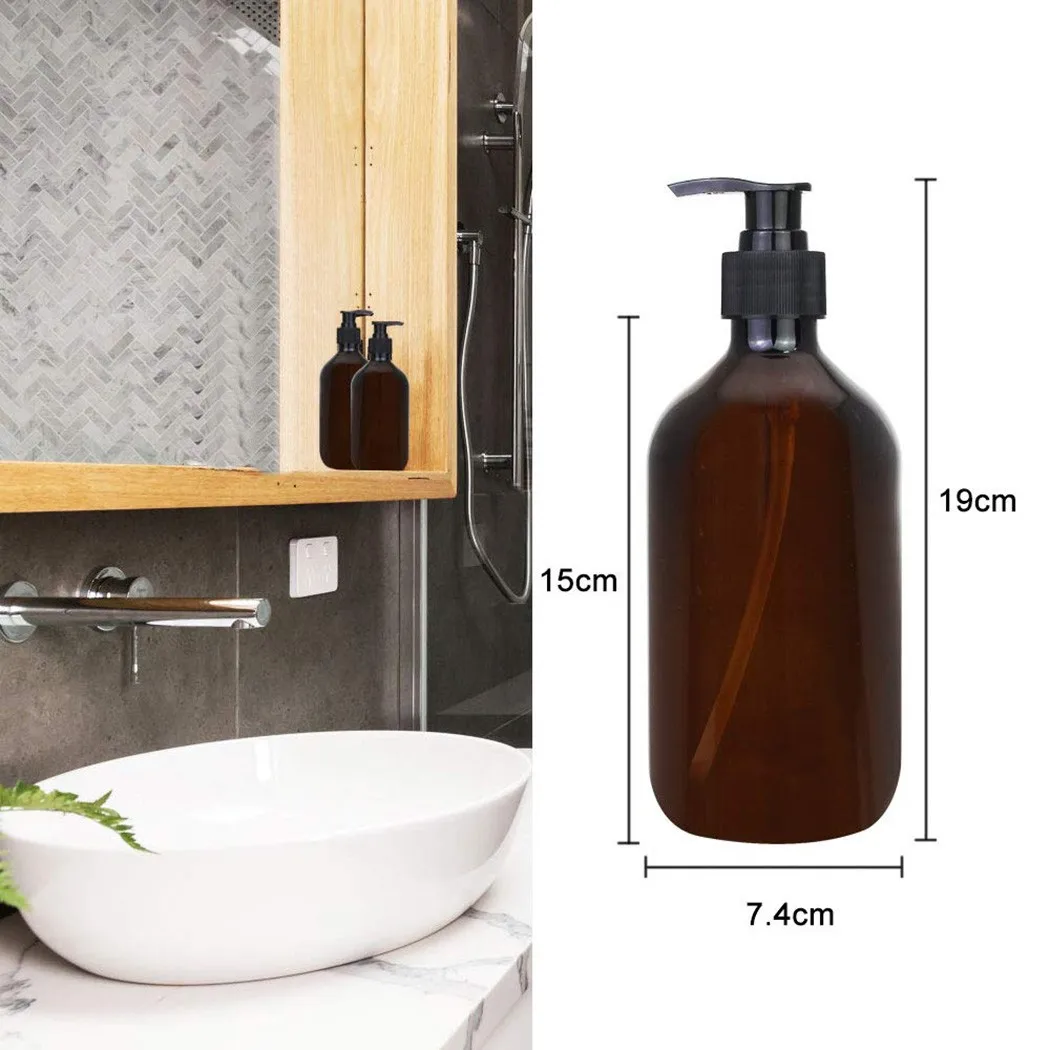 

4*Soap Empty Pump Bottles 500Ml Pump Bottle Makeup Bathroom Liquid Shampoo Bottle Travel Dispenser In Stock