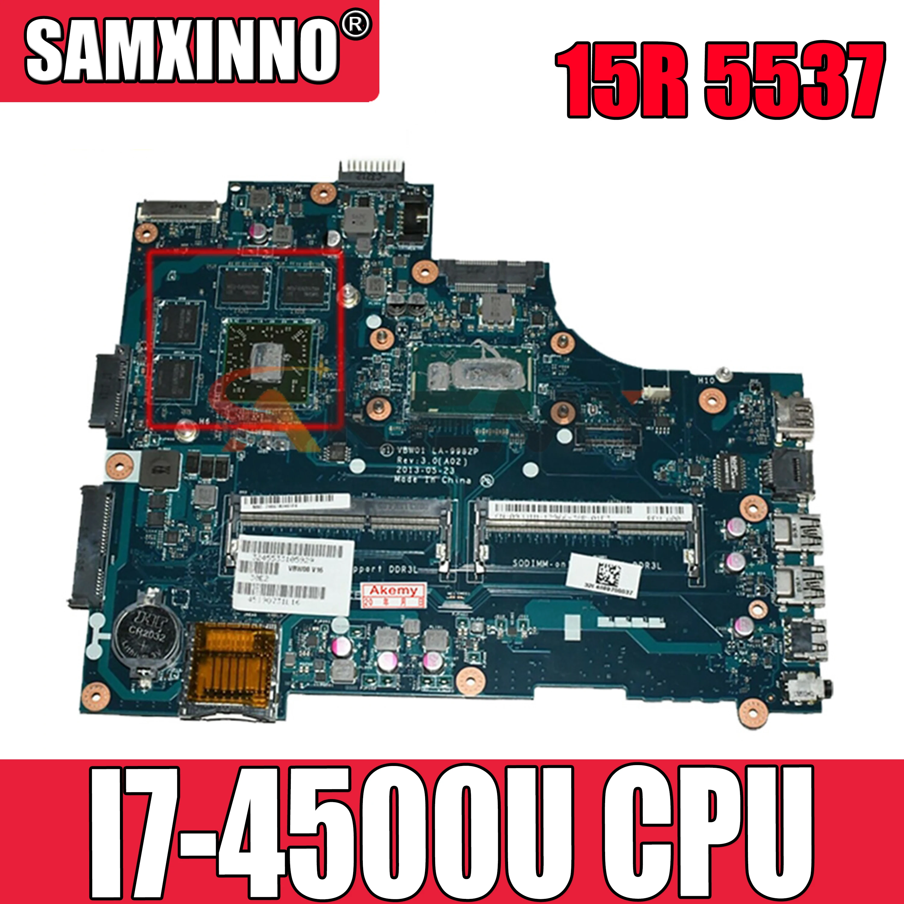 

Original laptop Motherboard For DELL Inspiron 15R 5537 3537 I7-4500U Mainboard CN-0P28J8 0P28J8 VBW01 LA-9982P SR16Z 216-0846009