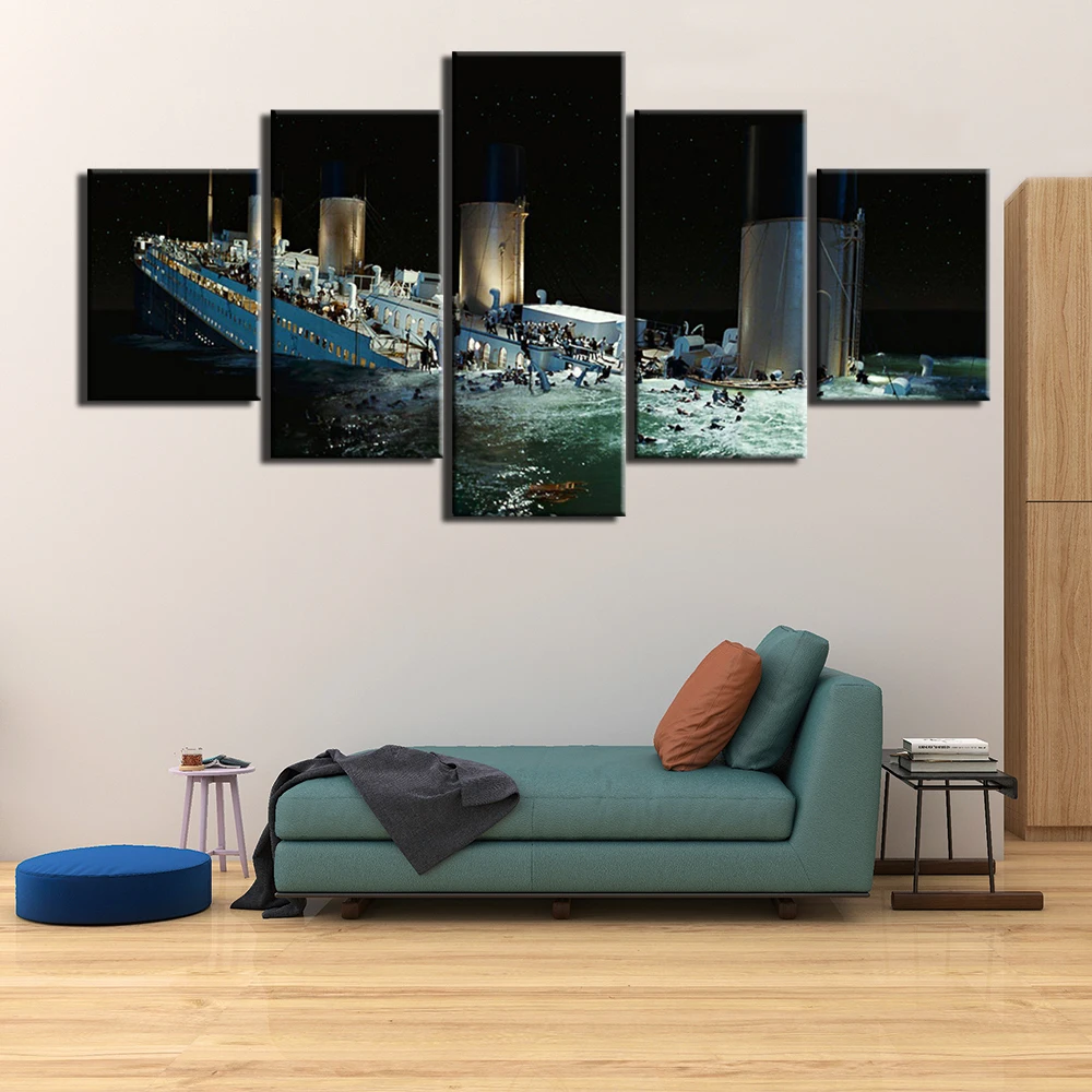 Modern HD Printed Wall Art Frame Canvas Pictures 5 Pieces RMS Titanic Painting Poster Home Decor For Living Room | Дом и сад