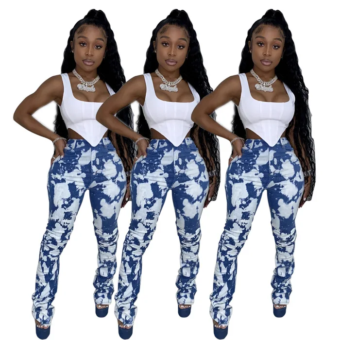 

1M wholesale women clothing Flared pleated high waist pants custom logo print on product and package from 1pc dropship