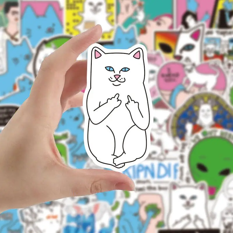 50 шт. Эстетическая наклейка для ноутбука с изображением кошек среднего пальца s