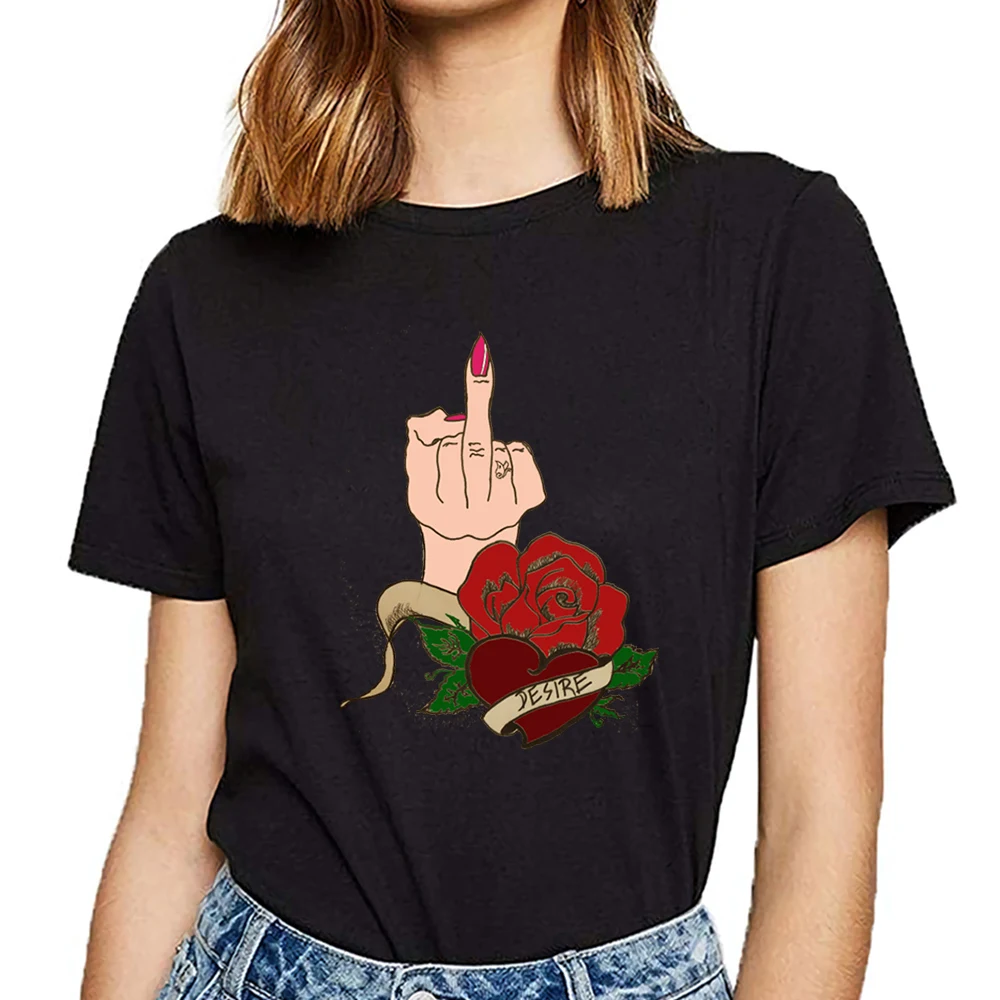 

Tops T Shirt Women desire to be the baddest Fashion White Custom Female Tshirt