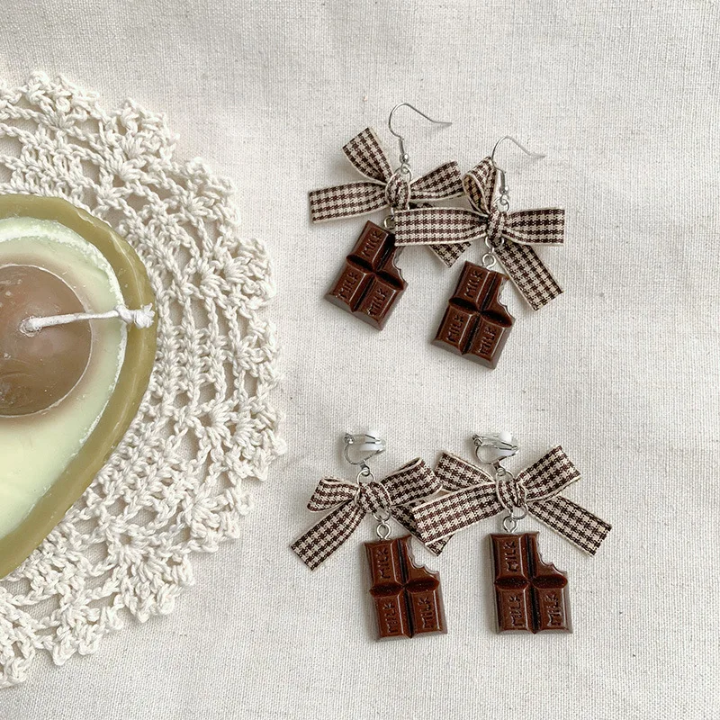 Корейская версия интересной формы шоколада нежные серьги ручной работы Прекрасные личности красивые серьги ювелирные изделия аксессуары