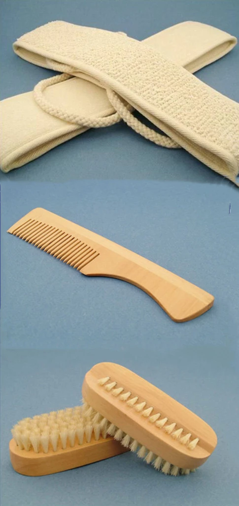 

3pcs/set Natural Sisal Fiber Back-Strap Exfoliator Scrubber Wood Pocket- No Static Natural Wood & Bristle Oval Nail Brush